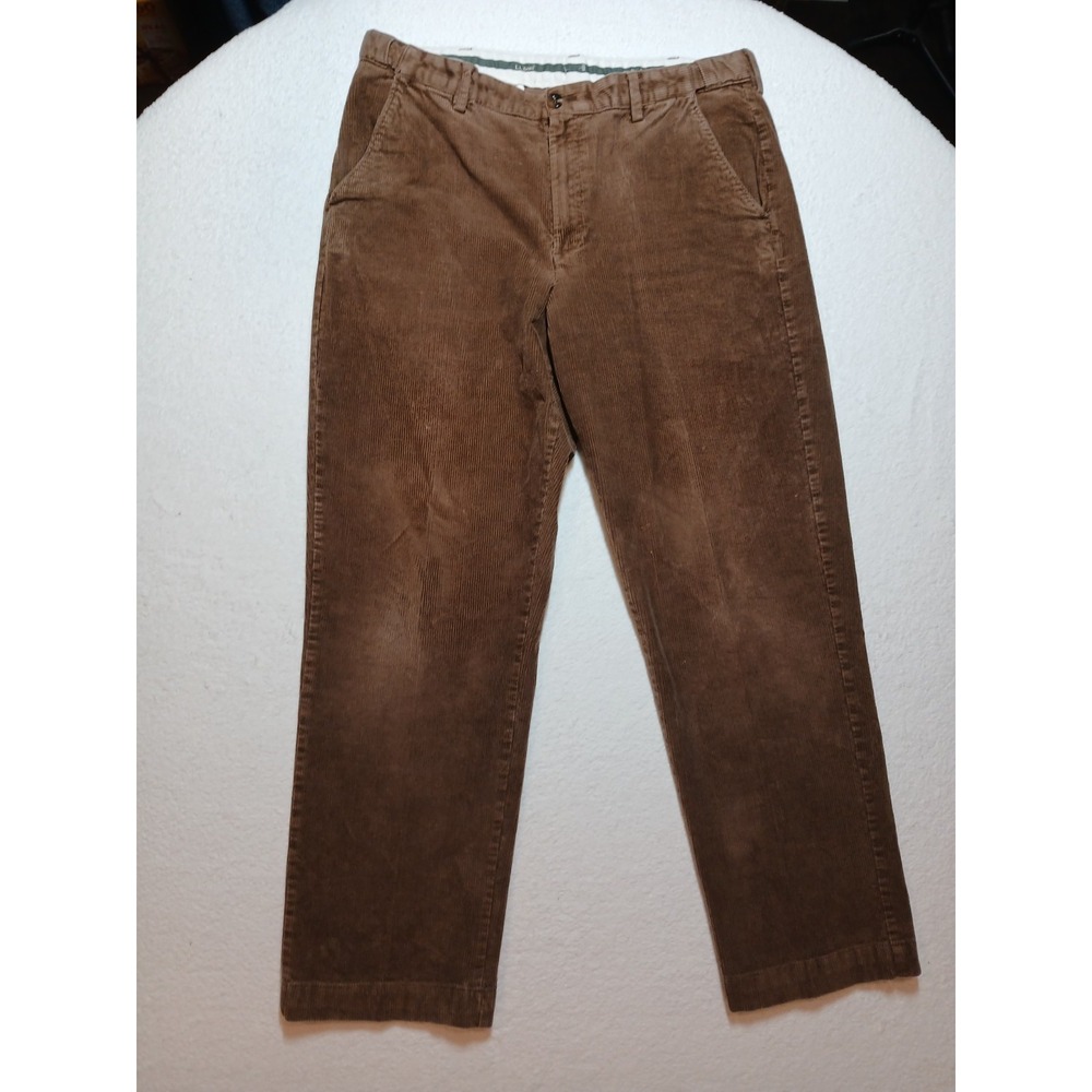 LL Bean Corduroy Pants Men's 36x32 Brown Cotton Comfort Waist Stretch Casual
